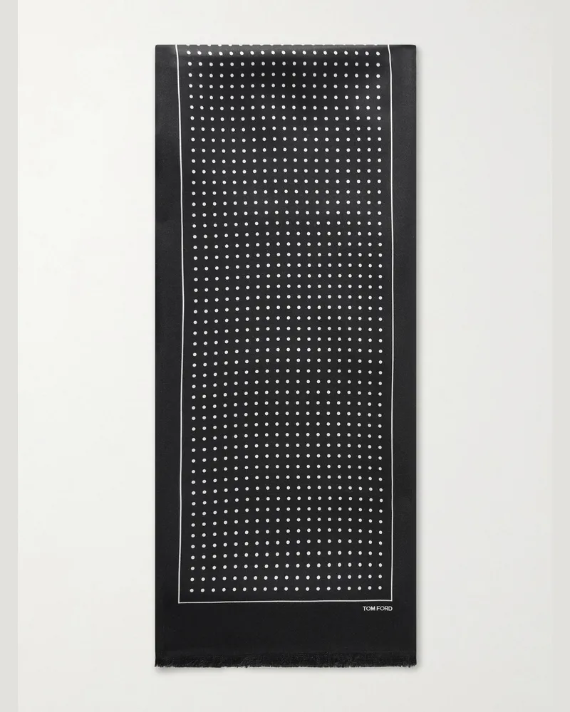 Tom Ford Polka-Dot Silk-Satin Scarf Black