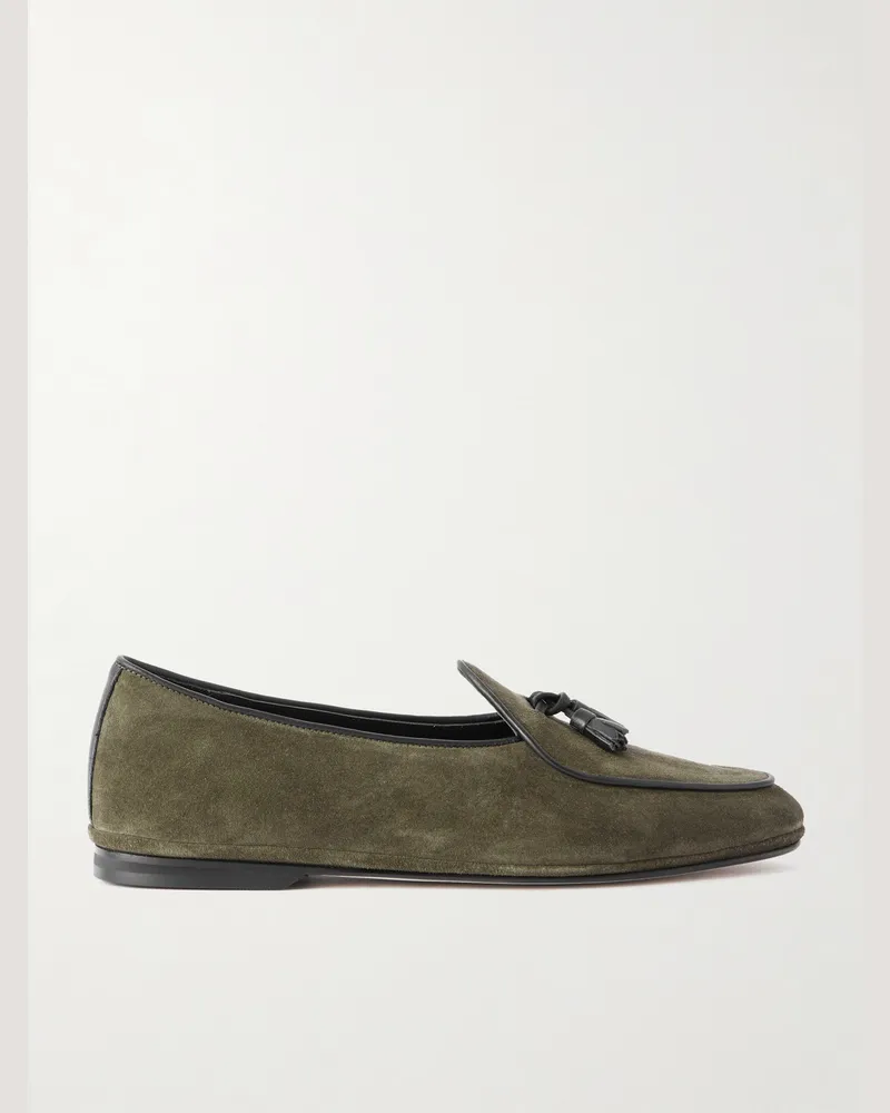 Rubinacci Marphy Tasseled Suede Loafers Green