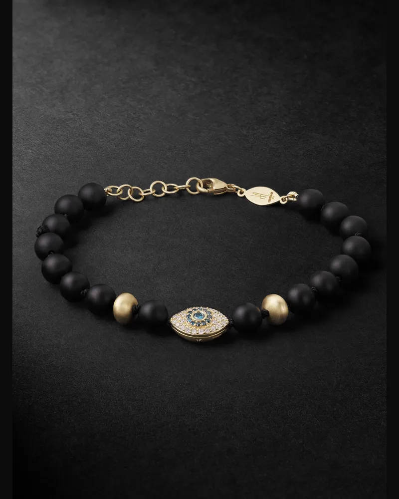 Jacquie Aiche Armband aus 14 Karat Gold mit Zierperlen aus Hämatit und Diamanten Gold