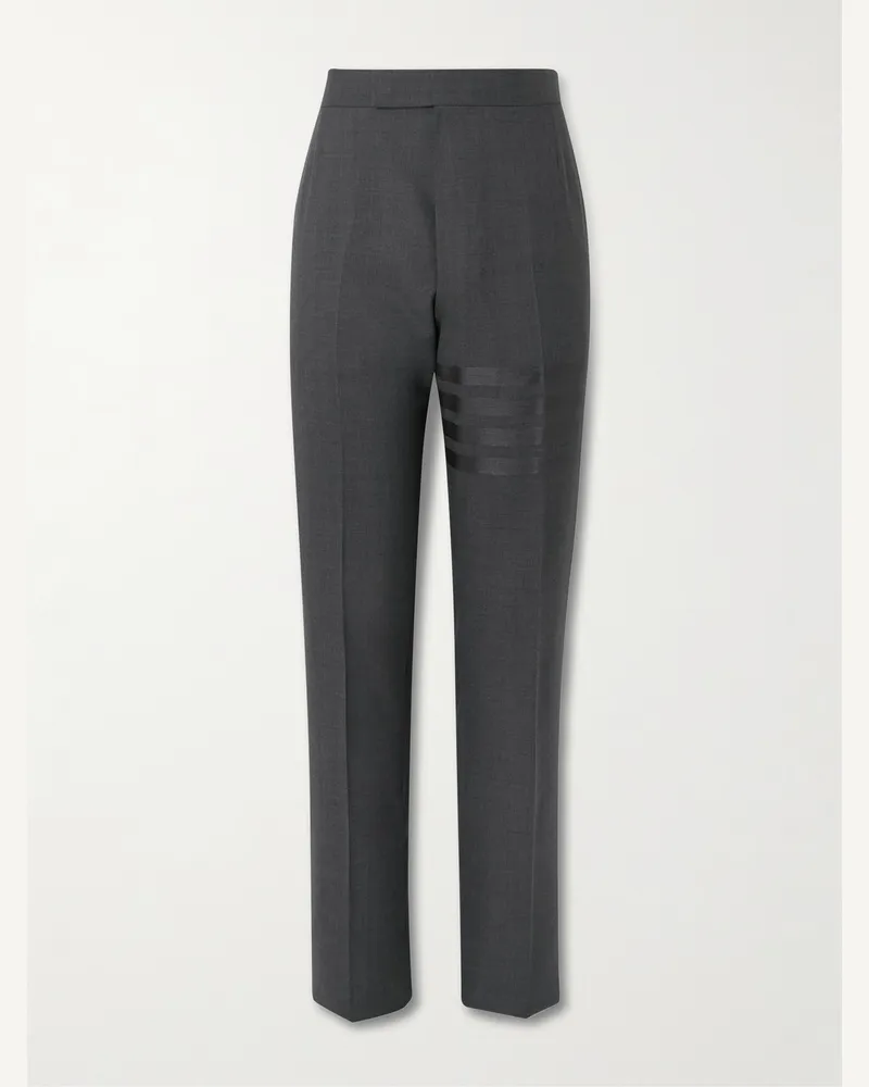 Thom Browne Schmal und gerade geschnittene Hose aus Wolle mit Falten Grau