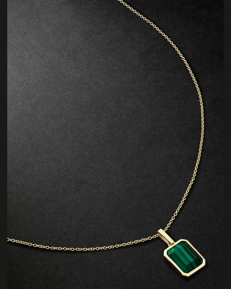 MATEO Gold Malachite Necklace Green