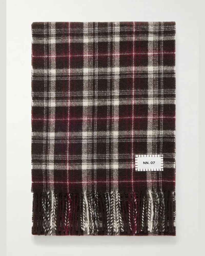NN 07 Checked Wool Scarf Burgundy