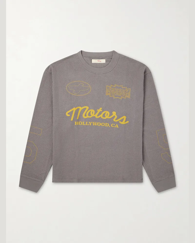 Cherry Los Angeles Logo-Print Cotton-Mesh T-shirt Gray