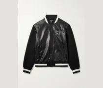 Logo-Appliquéd Leather and Wool Varsity Jacket