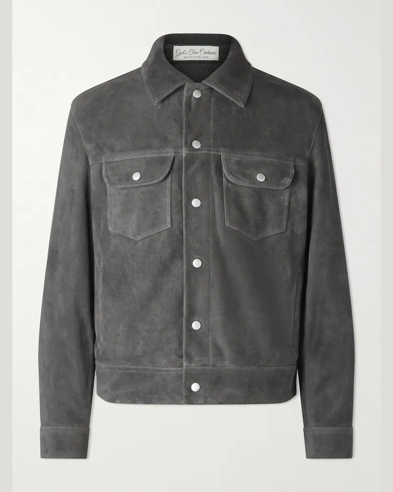 Frame Denim Suede Trucker Jacket Gray