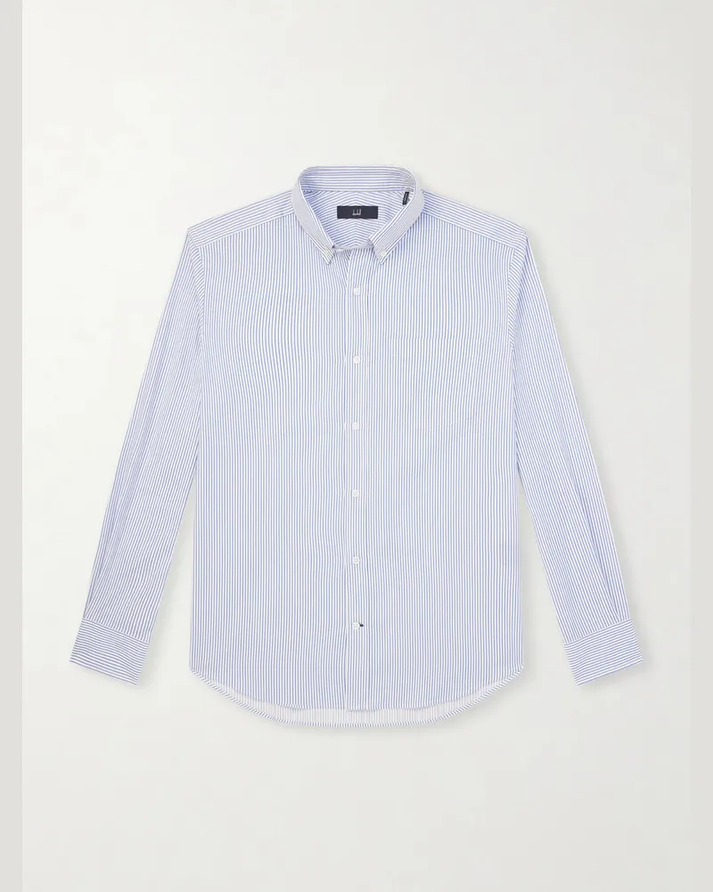 Dunhill Hemd aus gestreifter Baumwollpopeline Blau