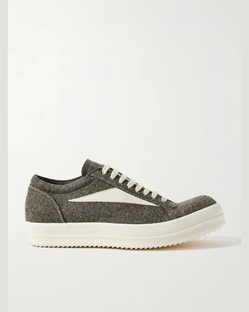 Rick Owens Vintage Sneakers aus gebürsteter Wolle mit Lederbesatz Grün