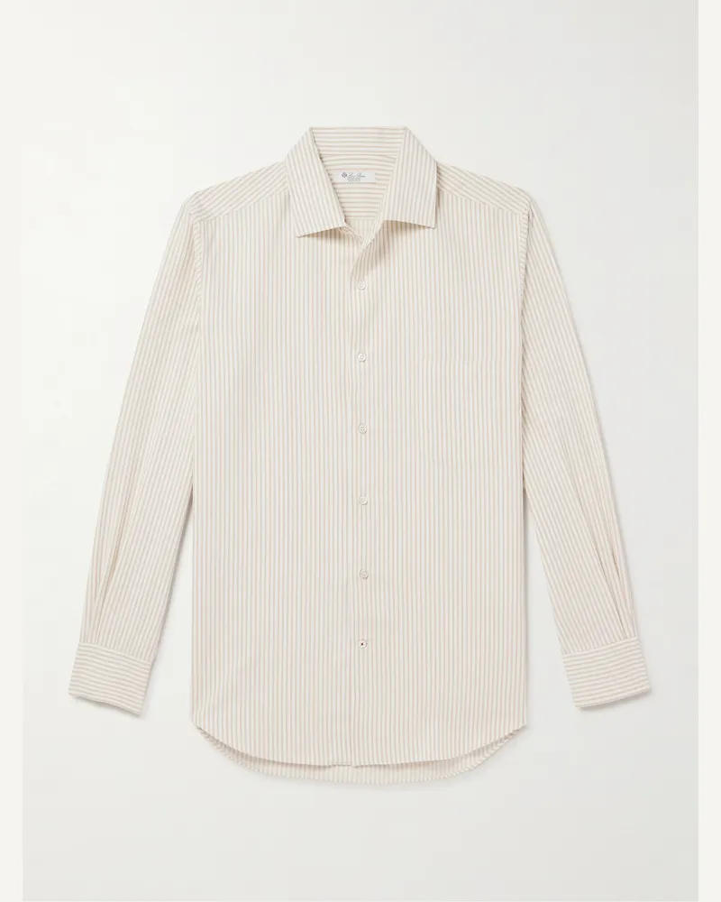 Loro Piana Andre gestreiftes Hemd aus Twill aus einer Seiden-Baumwollmischung Neutral