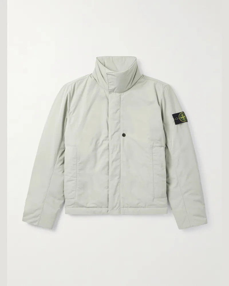Stone Island Wattierte Jacke aus „Micro Twill“-Material mit Logodetail Grau