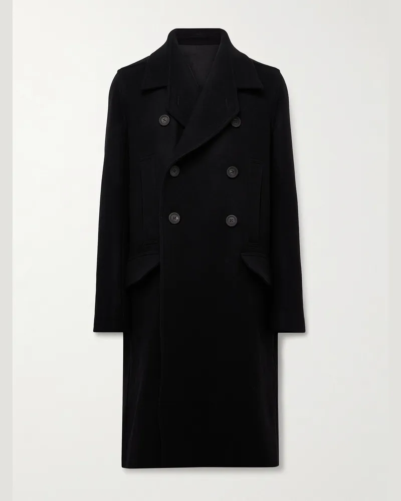 Rick Owens Officer doppelreihiger Mantel aus Melton aus Schurwolle Schwarz