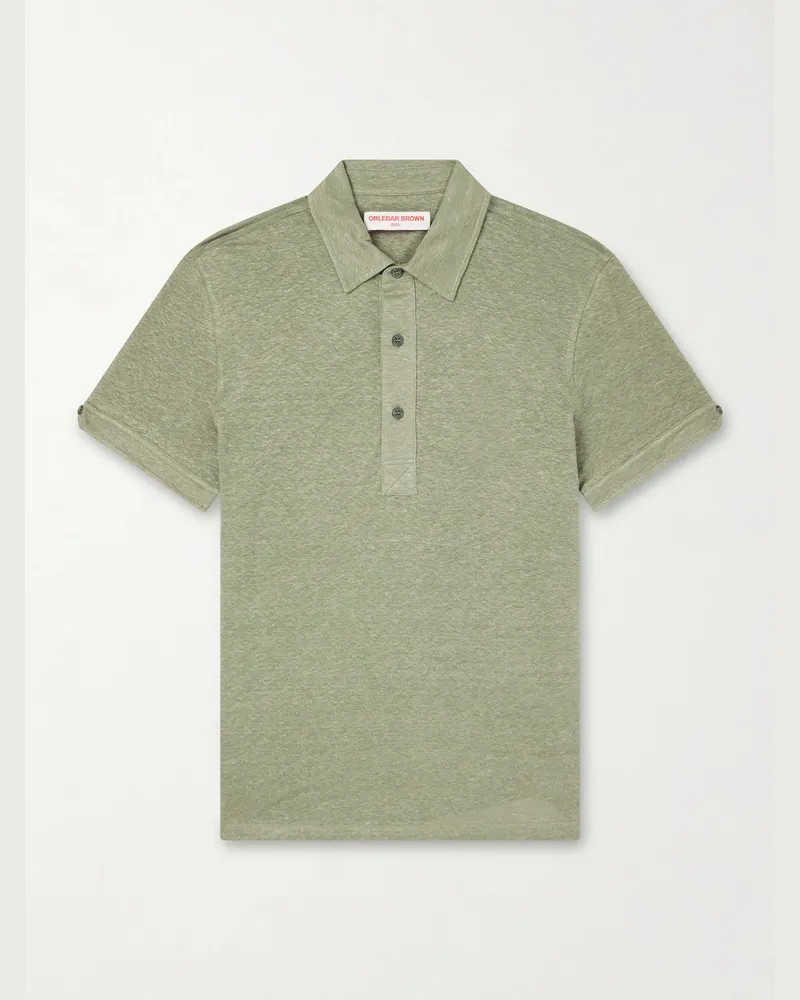 Orlebar Brown Sebastian Linen-Jersey Polo Shirt Green