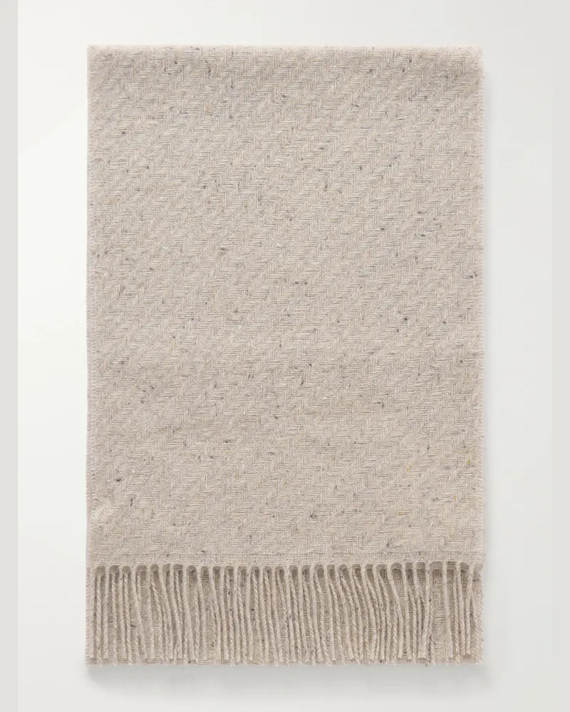 Johnstons of Elgin Fringed Cashmere Scarf Neutrals