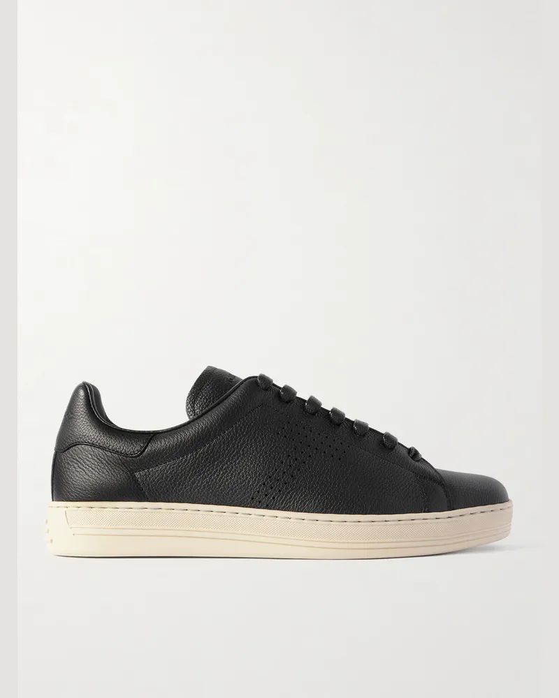 Tom Ford Warwick Sneakers aus vollnarbigem Leder mit Perforationen Schwarz
