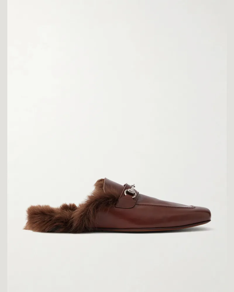 Gucci Larindo Horsebit-Embellished Leather Loafers Brown
