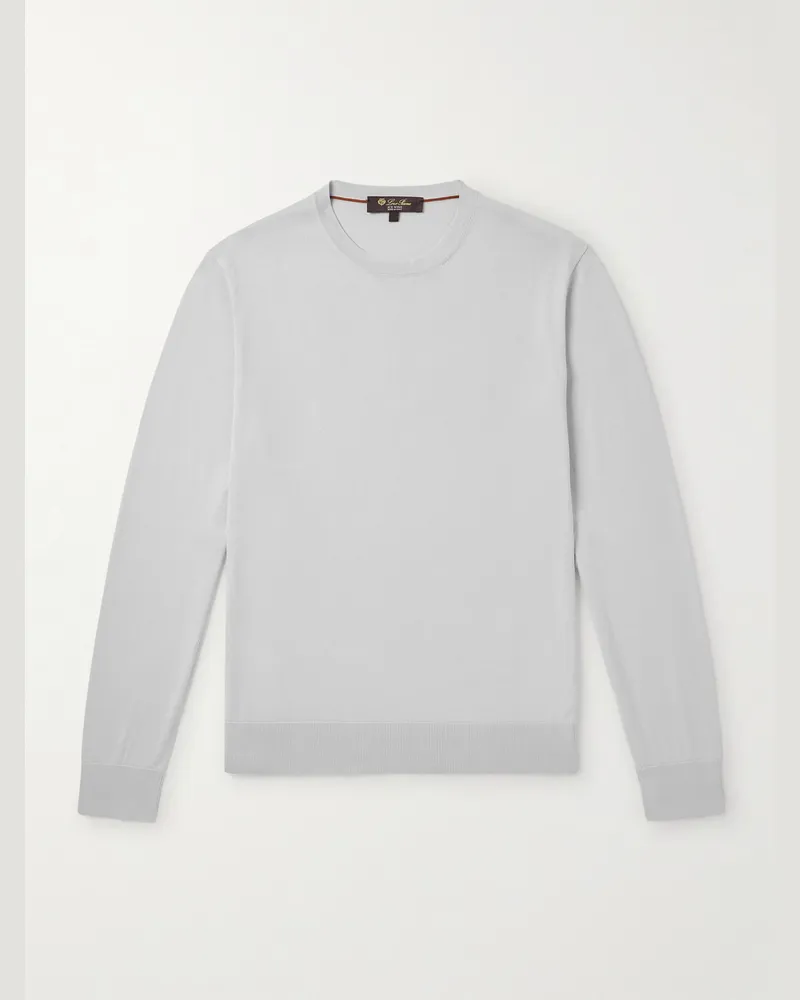 Loro Piana Ice Wish™ Sea Island Cotton Sweater Gray