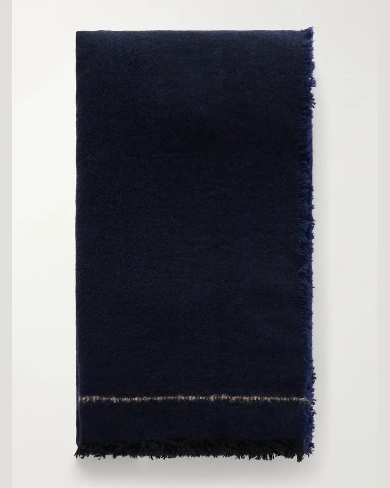 Johnstons of Elgin Usan Frayed Cashmere Scarf Blue