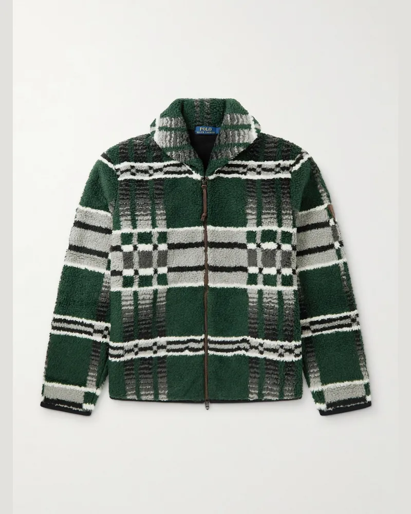 Ralph Lauren Cardigan aus Webstoff mit Karomuster, Reißverschluss und Schalkragen Grün