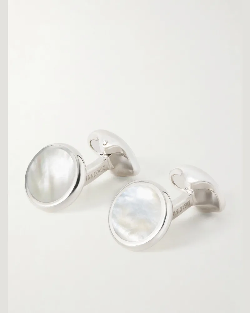 Deakin & Francis Mother-of-Pearl and Sterling Silver Cufflinks Silver