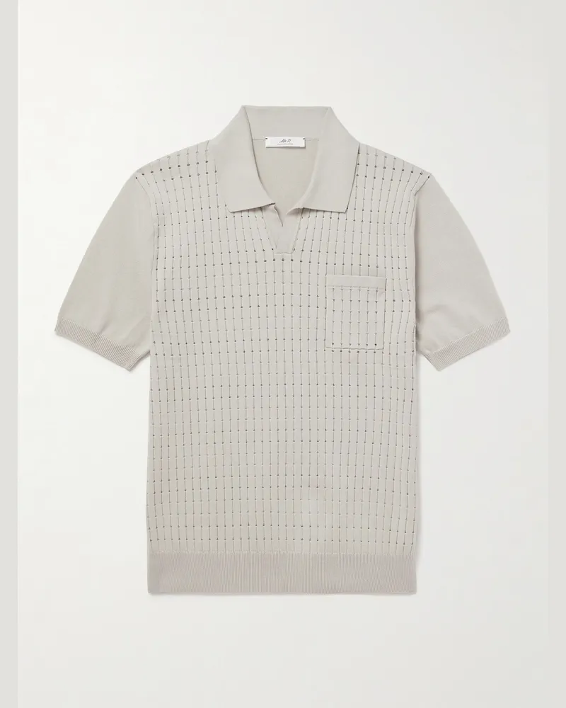 MR P. Pointelle-Knit Organic Cotton Polo Shirt Neutrals