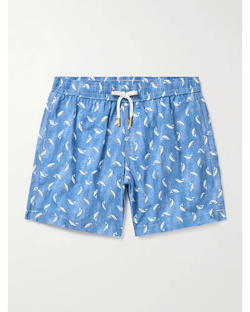 Hartford Gerade geschnittene mittellange Badeshorts mit Print Blau