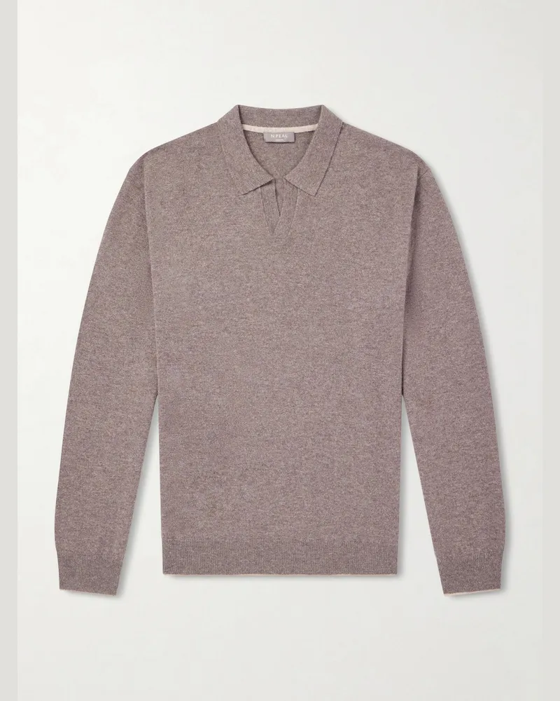 N.Peal Sloane Organic Cashmere Polo Shirt Brown