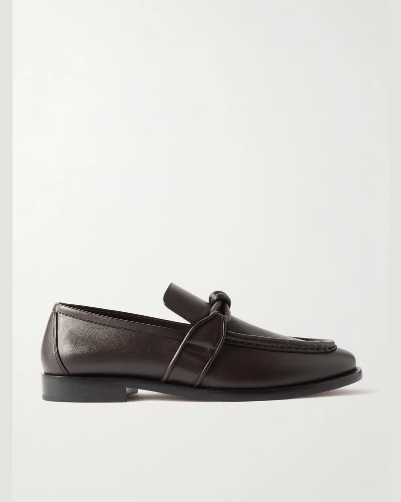 Bottega Veneta Astaire Knot-Detailed Leather Loafers Brown