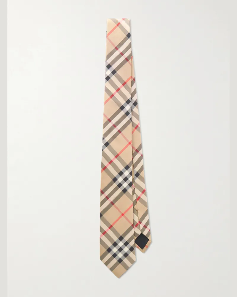 Burberry Archive Checked Silk-Twill Tie Neutrals