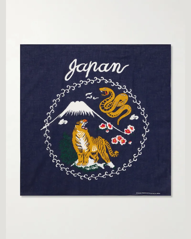 Blue Blue Japan Torani Fuji Tuch aus bedruckter Baumwolle Blau