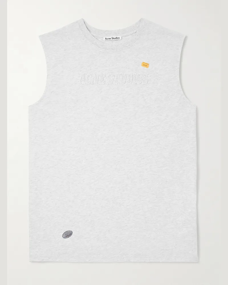 Acne Studios Logo-Appliquéd Cotton-Jersey Tank Top Gray