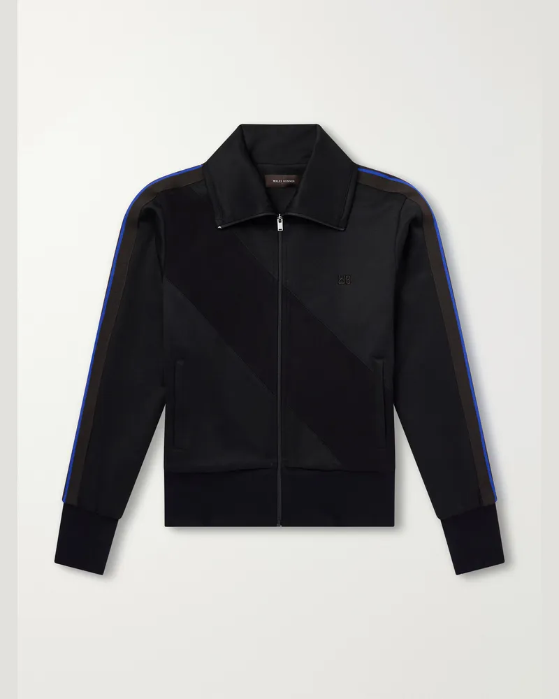Wales Bonner Form Logo-Embroidered Striped Jersey Jacket Black
