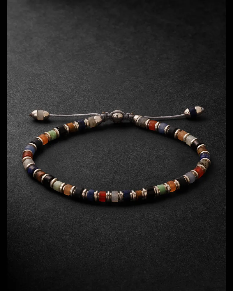 MAOR Sapet Sterling Silver Agate Beaded Bracelet Silver