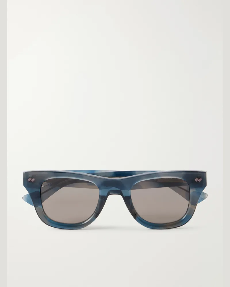 Bottega Veneta Bold Ribbon Stud D-Frame Recycled-Acetate Sunglasses Blue