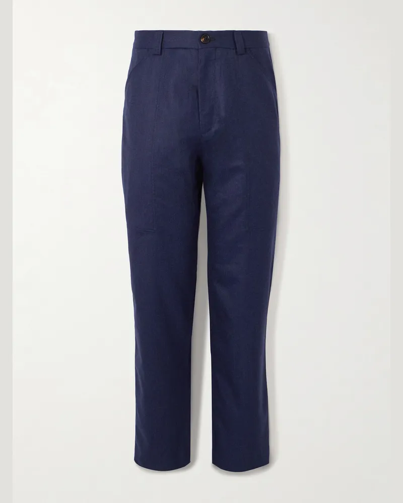 Brunello Cucinelli Wide-Leg Virgin Wool-Felt Trousers Blue