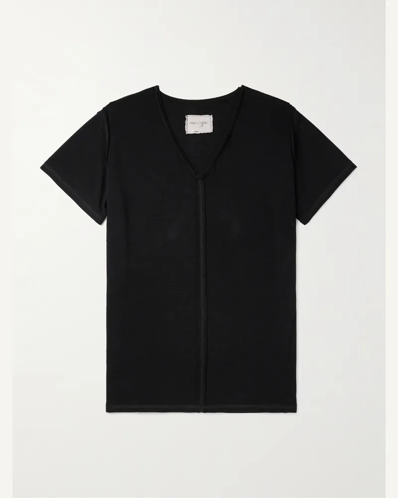 Greg Lauren T-Shirt aus Baumwoll-Jersey Schwarz
