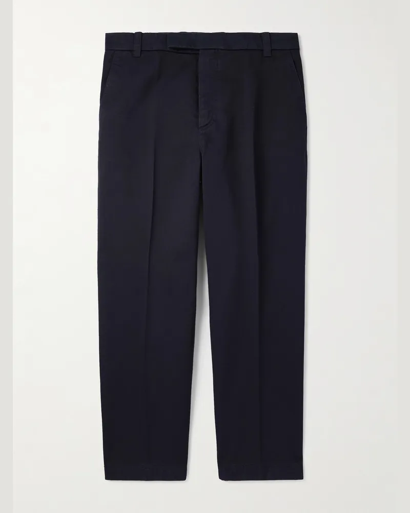 Thom Browne Utility schmal zulaufende Hose aus Baumwoll-Twill in Stückfärbung Blau