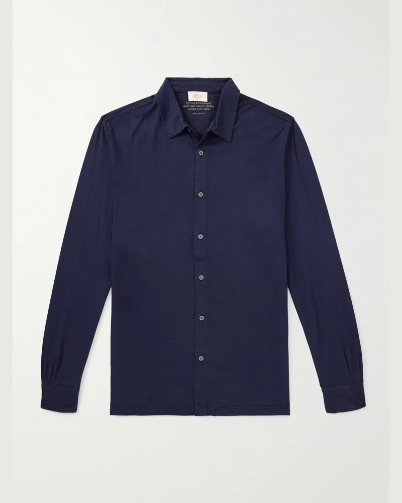 Altea Cotton and Cashmere-Blend Jersey T-Shirt Blau