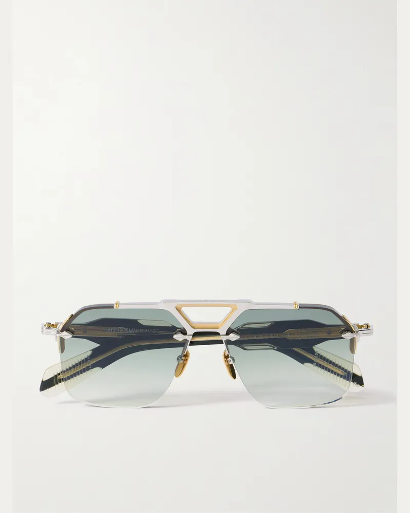 Jacques Marie Mage Silverton Aviator-Style Acetate and Gold-Tone Sunglasses Black