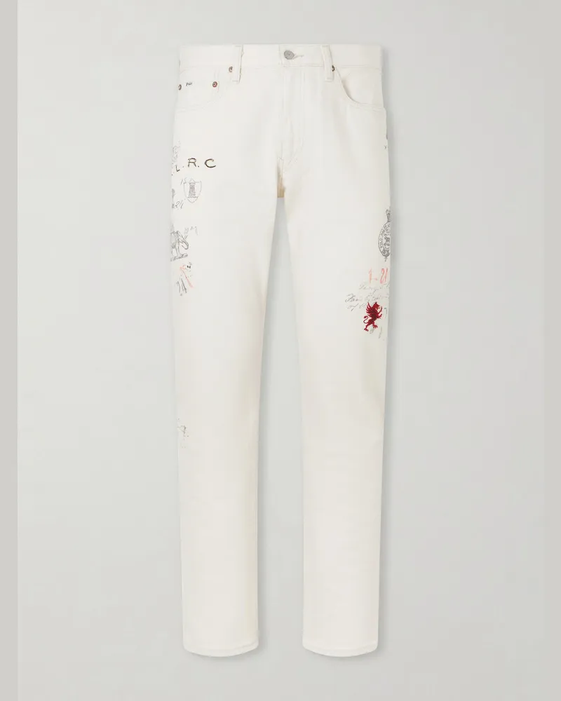 Ralph Lauren Straight-Leg Printed Cotton-Twill Trousers White