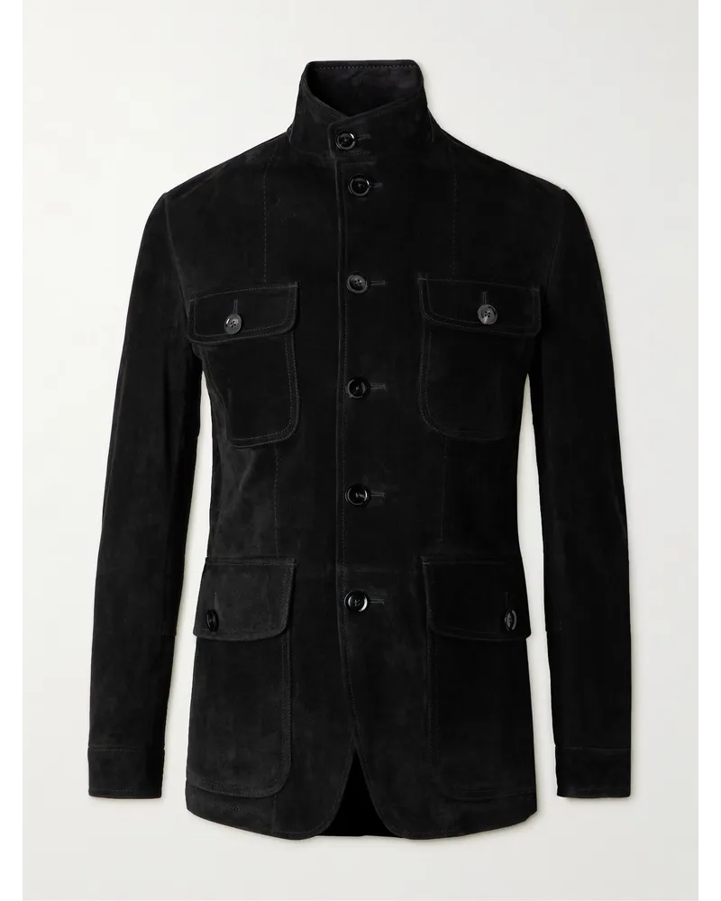 Tom Ford Feldjacke aus Veloursleder Schwarz