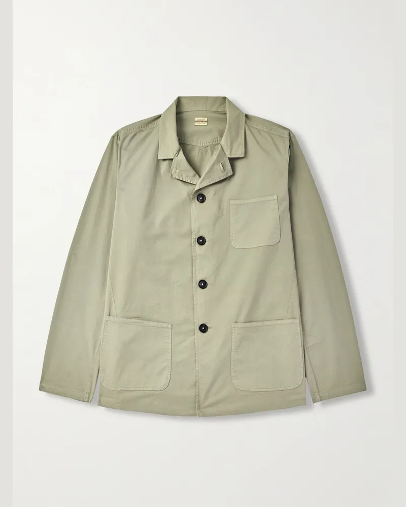 Massimo Alba Florida Hemdjacke aus Stretch-Baumwoll-Twill mit Reverskragen Grün