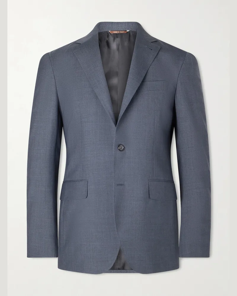 Canali Kei Super 30s Wool Blazer Blue