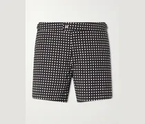 Gerade geschnittene, kurze Badeshorts mit Punkten
