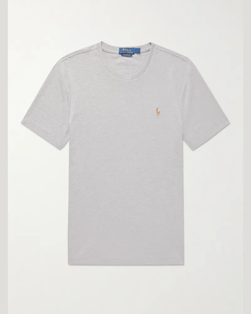Ralph Lauren Schmal geschnittenes T-Shirt aus meliertem Baumwoll-Jersey Grau