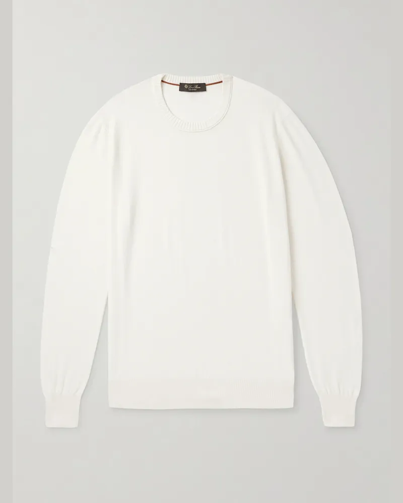 Loro Piana Pullover aus Piqué aus einer Baumwoll-Seidenmischung Weiß
