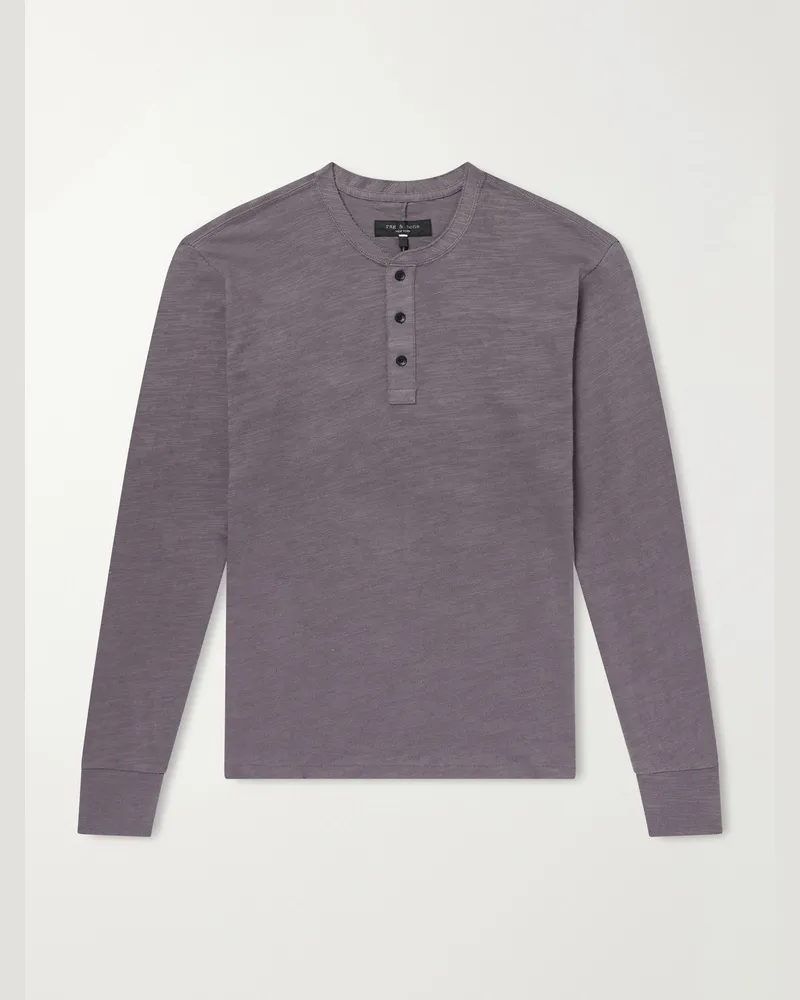 Rag & Bone Cotton-Jersey Henley T-Shirt Gray