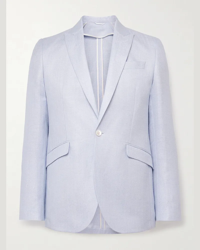 Favourbrook Slim-Fit Herringbone Linen and Silk-Blend Suit Jacket Blue