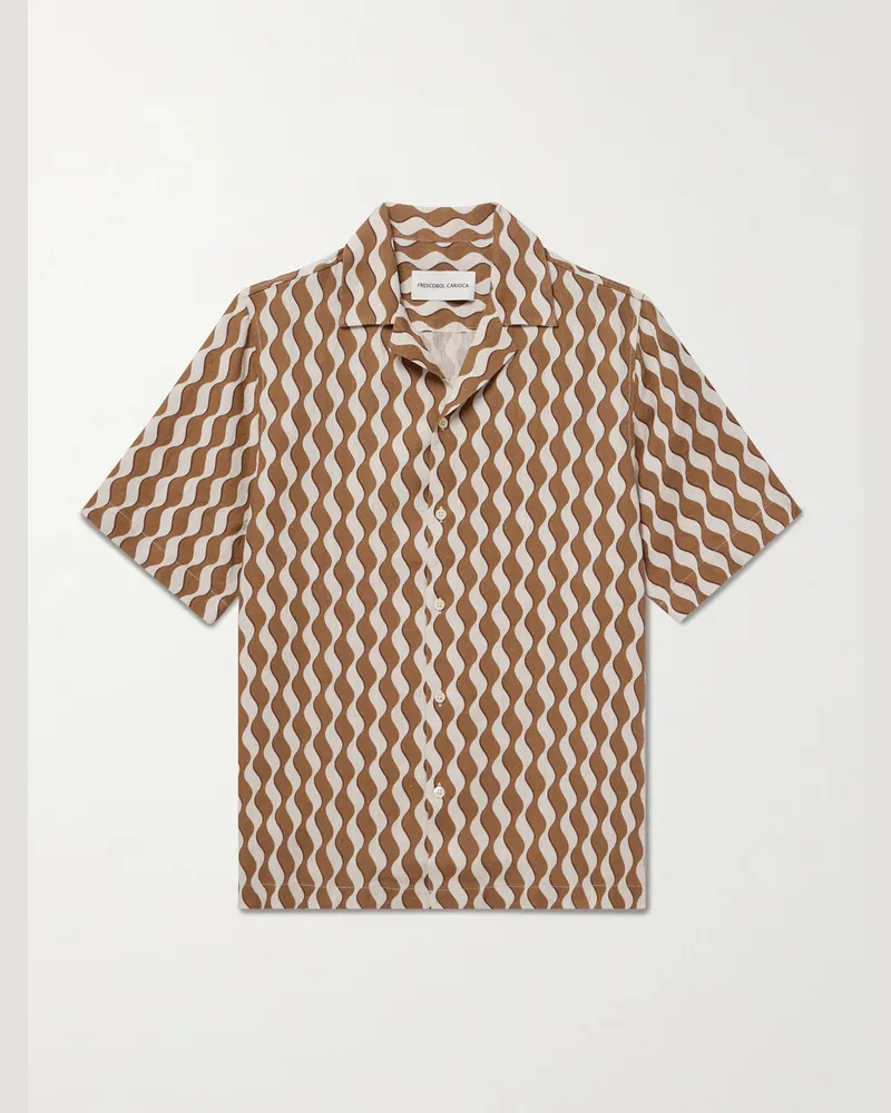 Frescobol Carioca Roberto Hemd aus bedrucktem Leinen mit Reverskragen Neutral