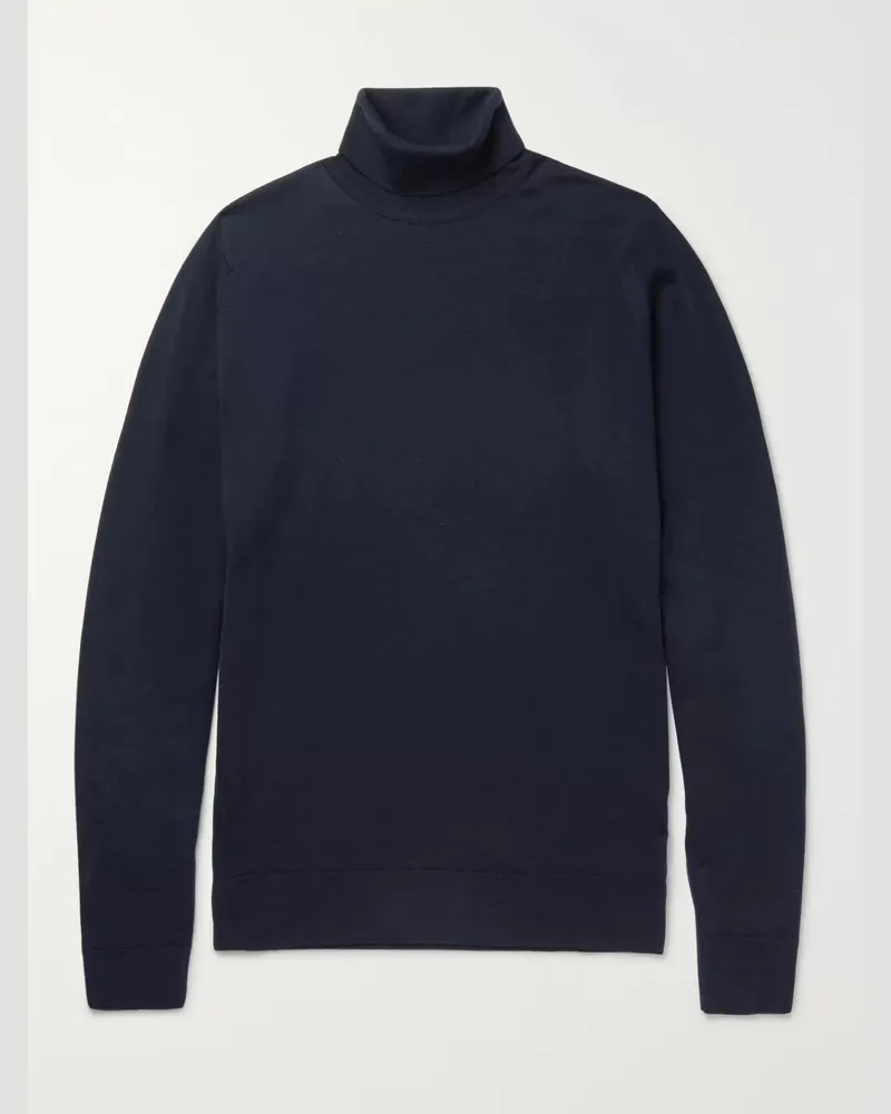 John Smedley Cherwell Rollkragenpullover aus Merinowolle Blau