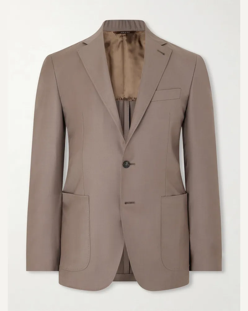Canali Kei Wool Suit Jacket Brown