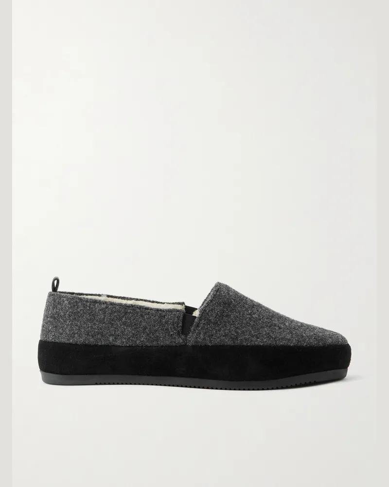 MULO Loafers aus Wolle mit Velourslederbesatz und Futter aus Plüschmaterial Grau